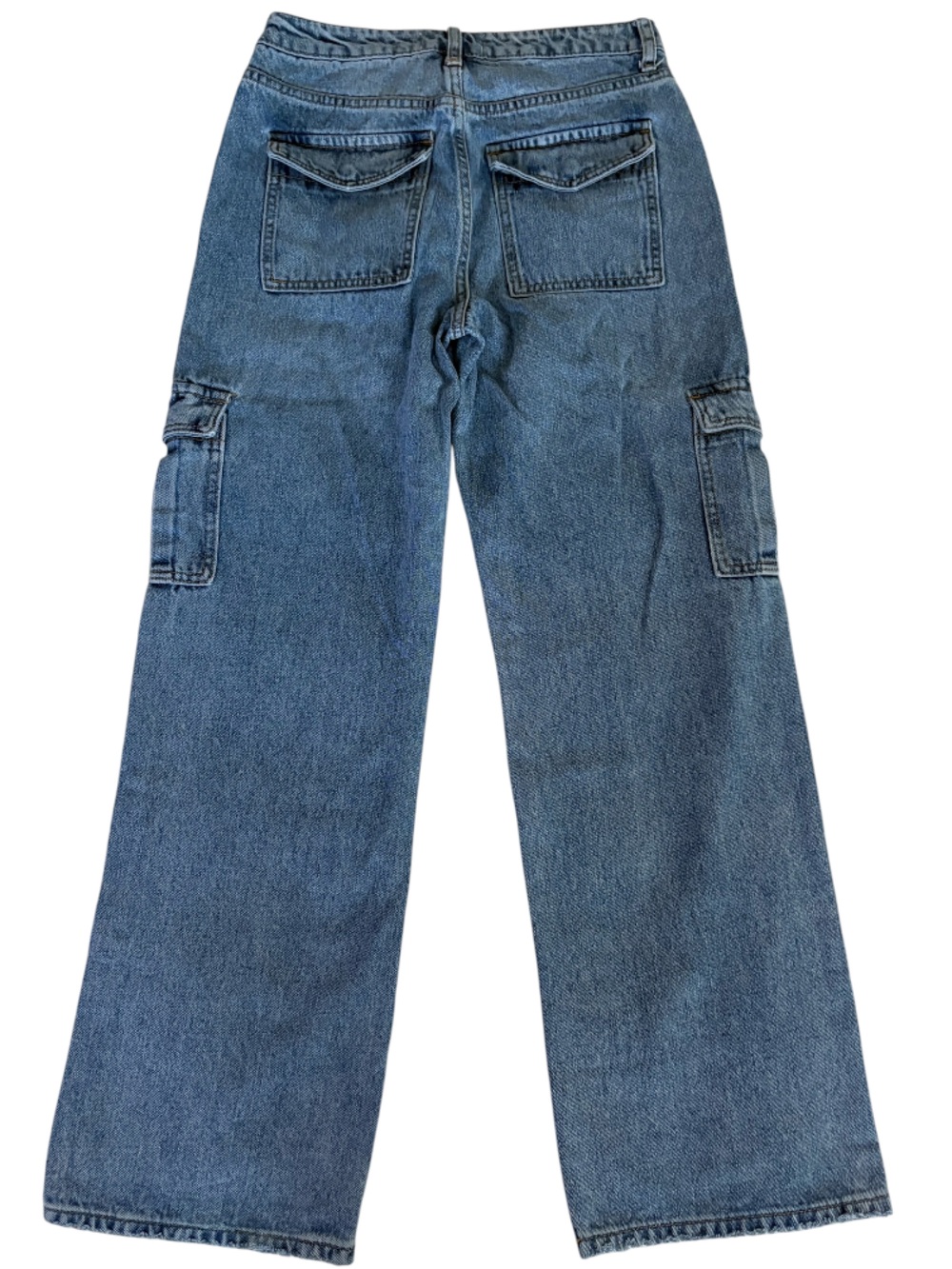 VERVET High Rise Wide Leg Cargo Jeans Medium Wash Size 26 - Picture 4 of 8